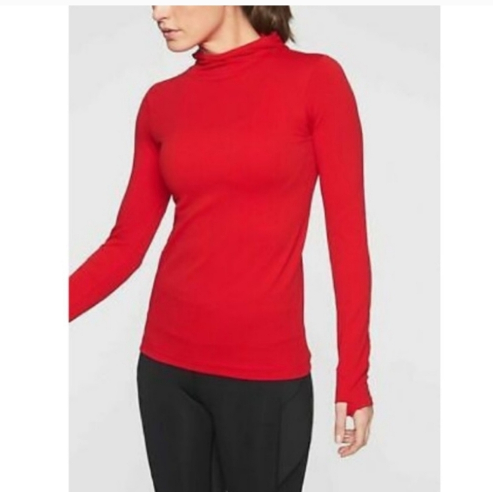 Athleta Flurry Scuba Hoodie Womens Medium Red Long Sleeve Hooded Top